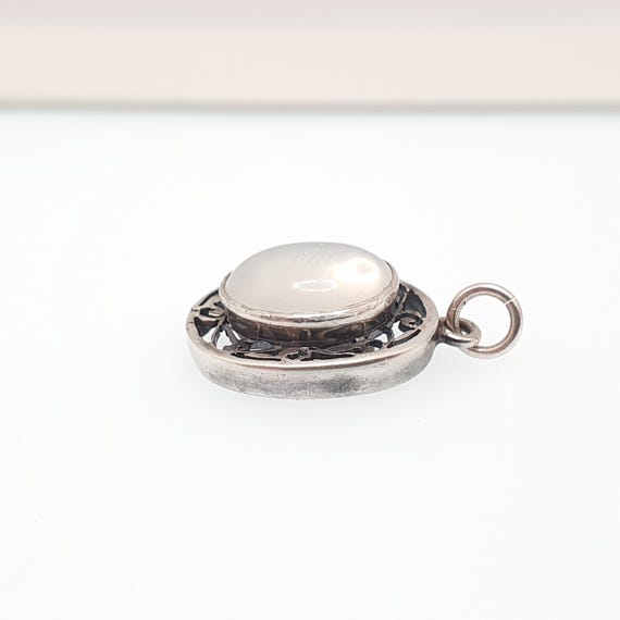 Antique Moonstone Solid Silver Necklace Pendant B… - image 7