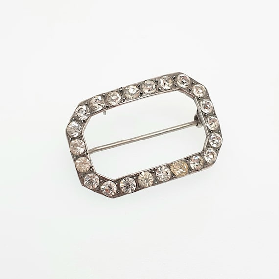 Antique Georgian Paste Solid Silver Brooch Pin Bu… - image 2