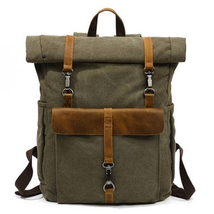 New Men Canvas Retro Backpack-Backpack Bag Students School Bag Outdoor Wear-Resistant Travel Bag