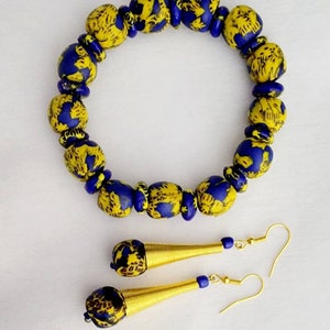 Trade Bead bracelet with matching Earrings