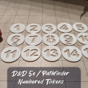 Fichas numeradas para Dungeons And Dragons 5e (DnD) y Pathfinder