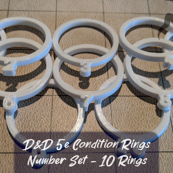 Numbered Ring Set (10 rings) / Condition Rings / Status Effect Markers For Dungeons And Dragons 5e (DnD) & Pathfinder