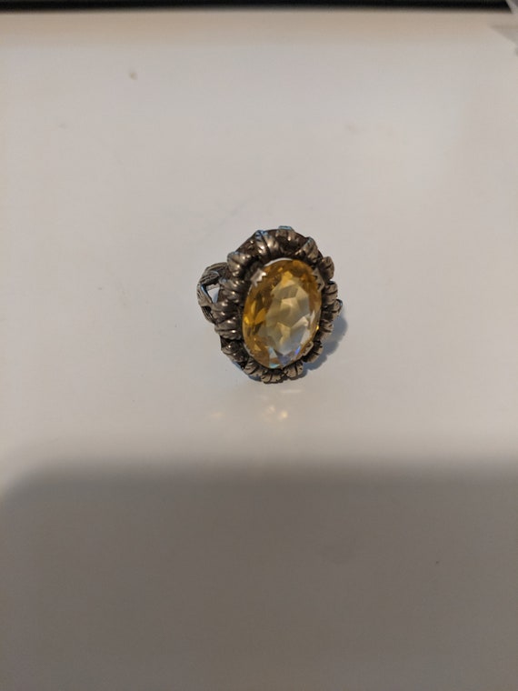 Antique sterling silver citrine ring - image 3
