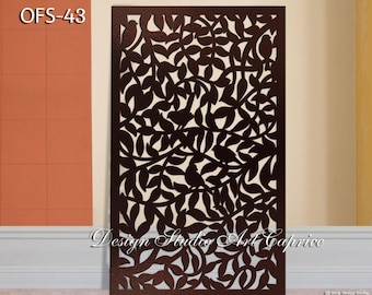 Metal Privacy Screen | Fence | Decorative Panel | Wall Art | Leaves and Birds | Outdoor or Indoor (43)