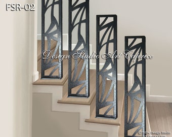 Stair Railing /Freestanding / Contemporary Artistic Design / Custom Made / Outdoor or Indoor (02)