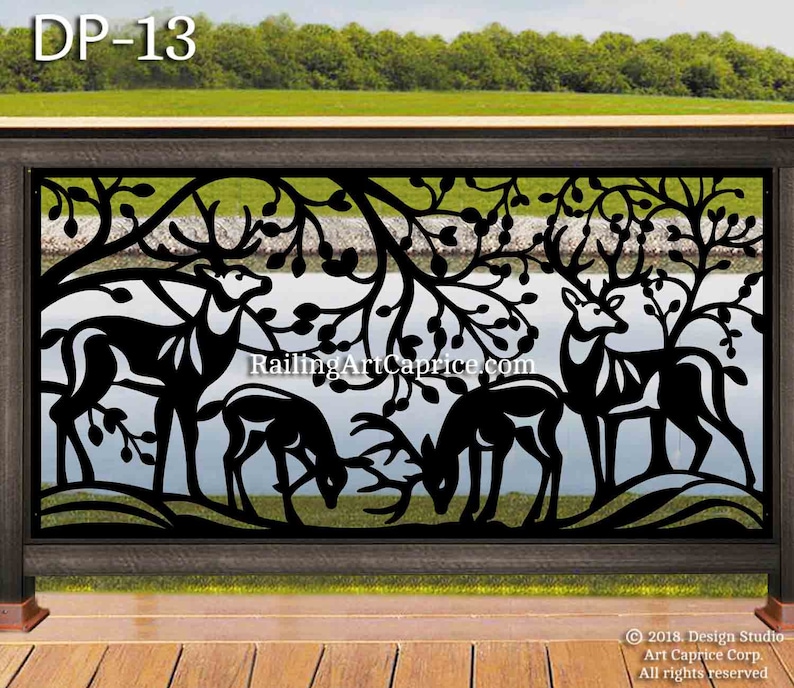 Deer Railing Panel Metal Railing Panel | Balcony Insert | Deck Panel | Staircase Design ...