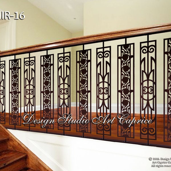 Modern Interior Railing / Staircase Decorative Panel Insert/ Metal Balusters/Custom Made/Outdoor or Indoor (16)