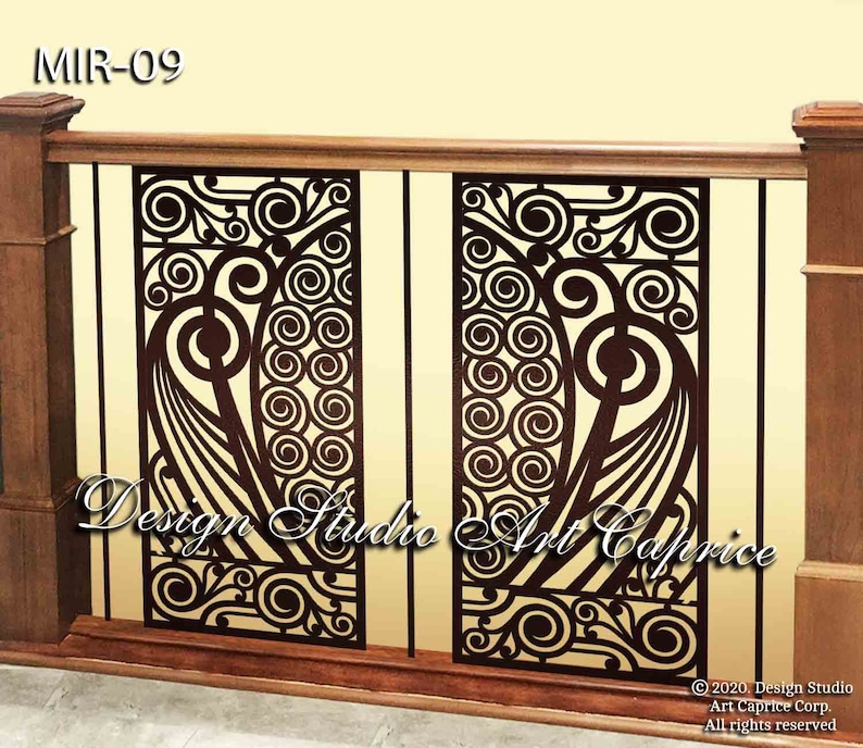 Metal Railing Topper Insert Modern Interior Railings/ Staircase Decorative Panel Inserts/ Metal ...