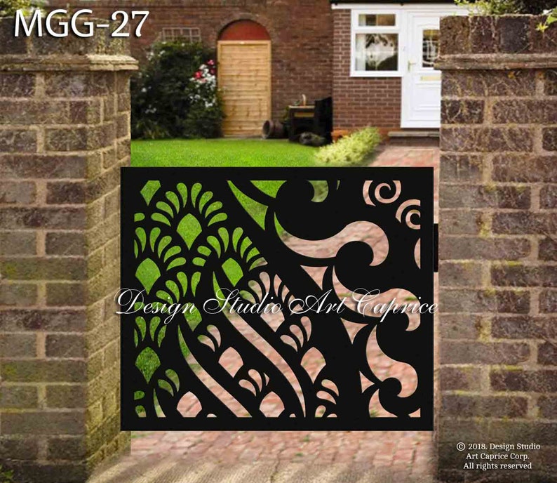 Custom Metal Entry Gate / Artistic & Unique Design / Made-to-order / Laser Cutting 27 Opening 38'' x H 32 inches