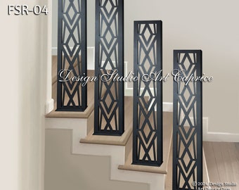 Stair Railing / Freestanding / Contemporary Artistic Design / Custom Made / Outdoor or Indoor (04)