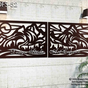 Metal Privacy Screen | Fence | Decorative Panel | Wall Art | Mountains | Outdoor or Indoor (52) Steel Set 36''Wx27'H inches