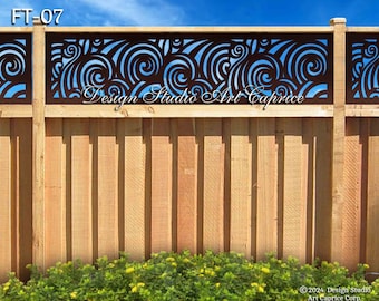 Aluminum Fence Topper /Custom Order/ Metal Privacy Screen /Fencing /Decorative Panel /Balcony, Deck Panel / Sea Waves  - 07