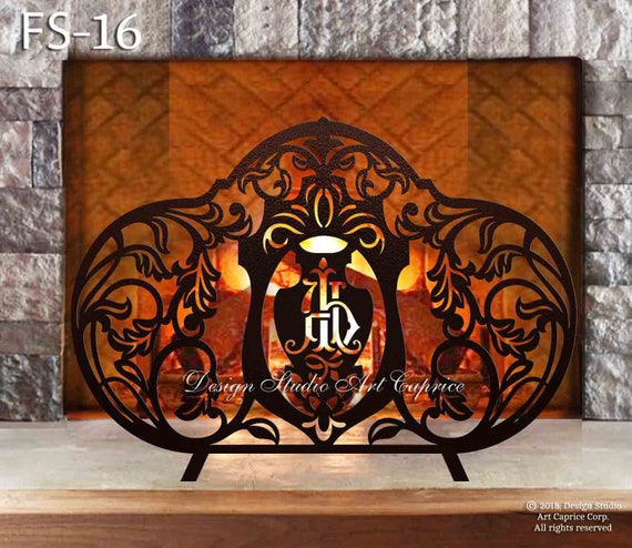 Fireplace Screens Mild Steel And Laser Cut Metal Art Fs 16 Etsy