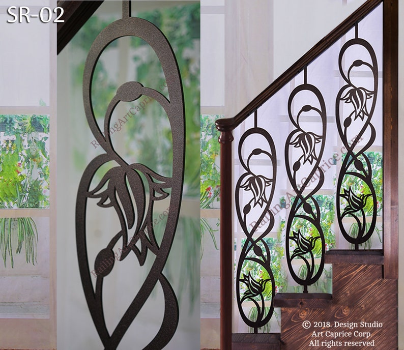 Modern Interior Railings/ Staircase Decorative Panel Inserts/ Metal Balusters/Metal Pickets/Custom Made/Outdoor or Indoor 02 Baluster 6.3" x 38"H