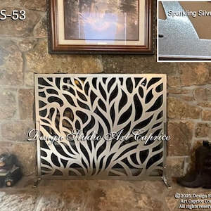 Decorative Fireplace Screen for Electric/Gas  Fireplace/ Unique Design / Custom work/ Laser Cut Metal Art / Tree / Metal Art / FS-53