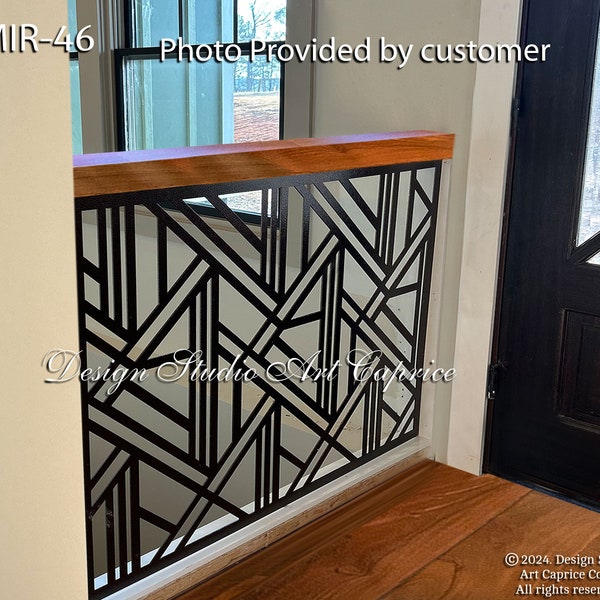 Modern Interior Stair Railing / Metal Panel Insert / Decorative Laser Cut Panel / Custom Order / Indoor  / Outdoor (46)