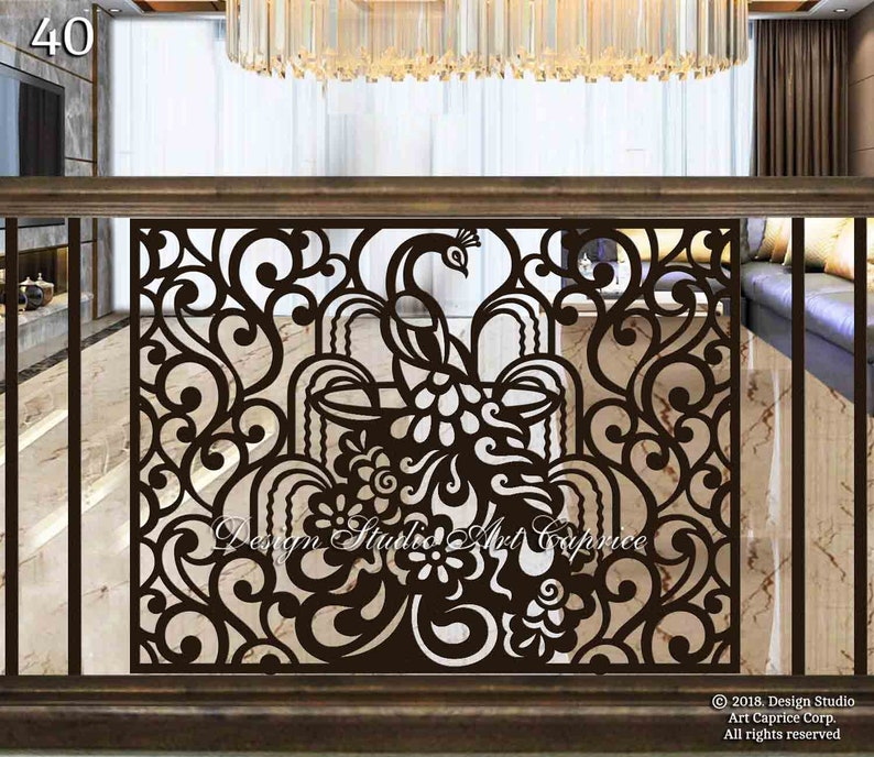 Metal Railing Topper Insert Modern Interior Railings/ Staircase Decorative Panel Inserts/ Metal ...