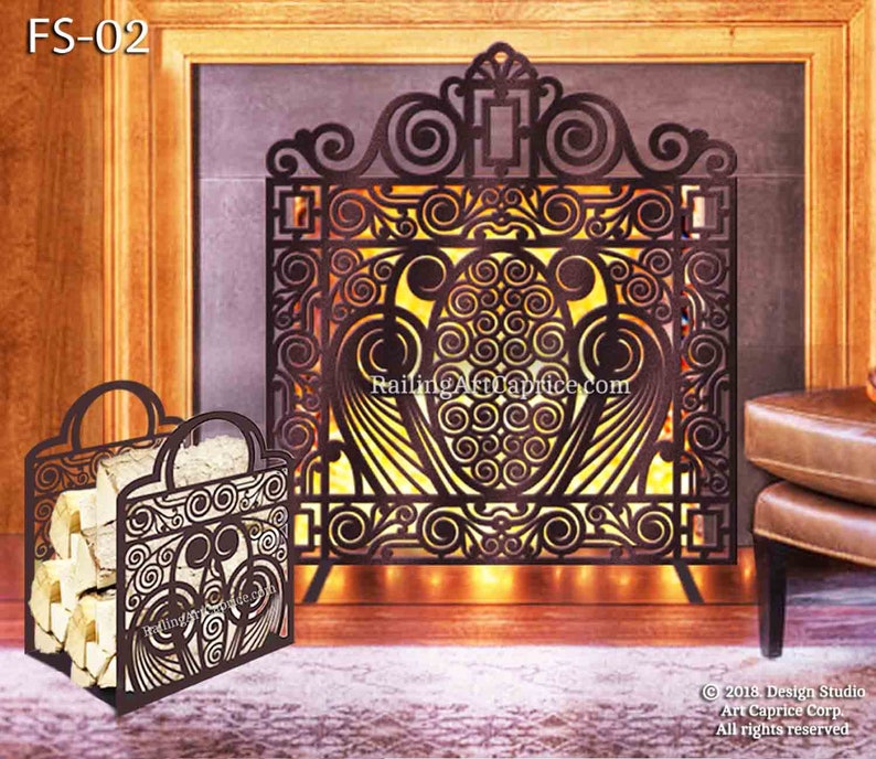 Fireplace Screens Mild Steel And Laser Cut Metal Art Fs 02 Etsy