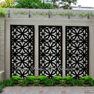 Metal Privacy Screen Fence Decorative Panel Wall Art Outdoor or Indoor 07 image 1