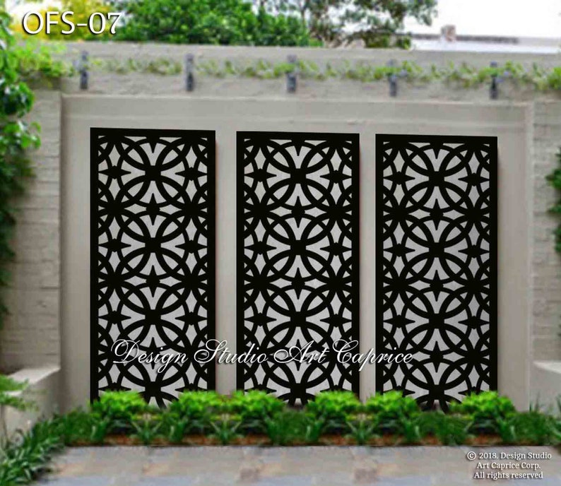 Metal Privacy Screen Fence Decorative Panel Wall Art Outdoor or Indoor 07 image 1