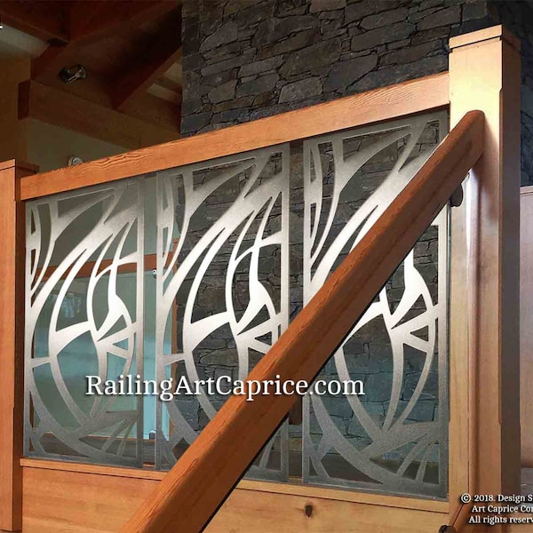 Modern Interior Railings/ Staircase Decorative Panel Inserts/ Metal Balusters/Metal Pickets/Custom Made/Outdoor or Indoor (14)