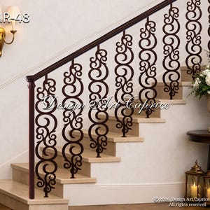 Custom Laser-Cut Steel Baluster, Ornate Baroque Scrollwork, Mediterranean Style Railing (MIR-48)