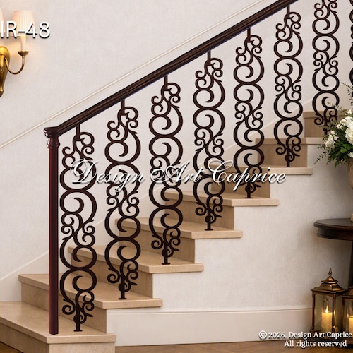 Custom Laser-Cut Steel Baluster, Ornate Baroque Scrollwork, Mediterranean Style Railing (MIR-48)