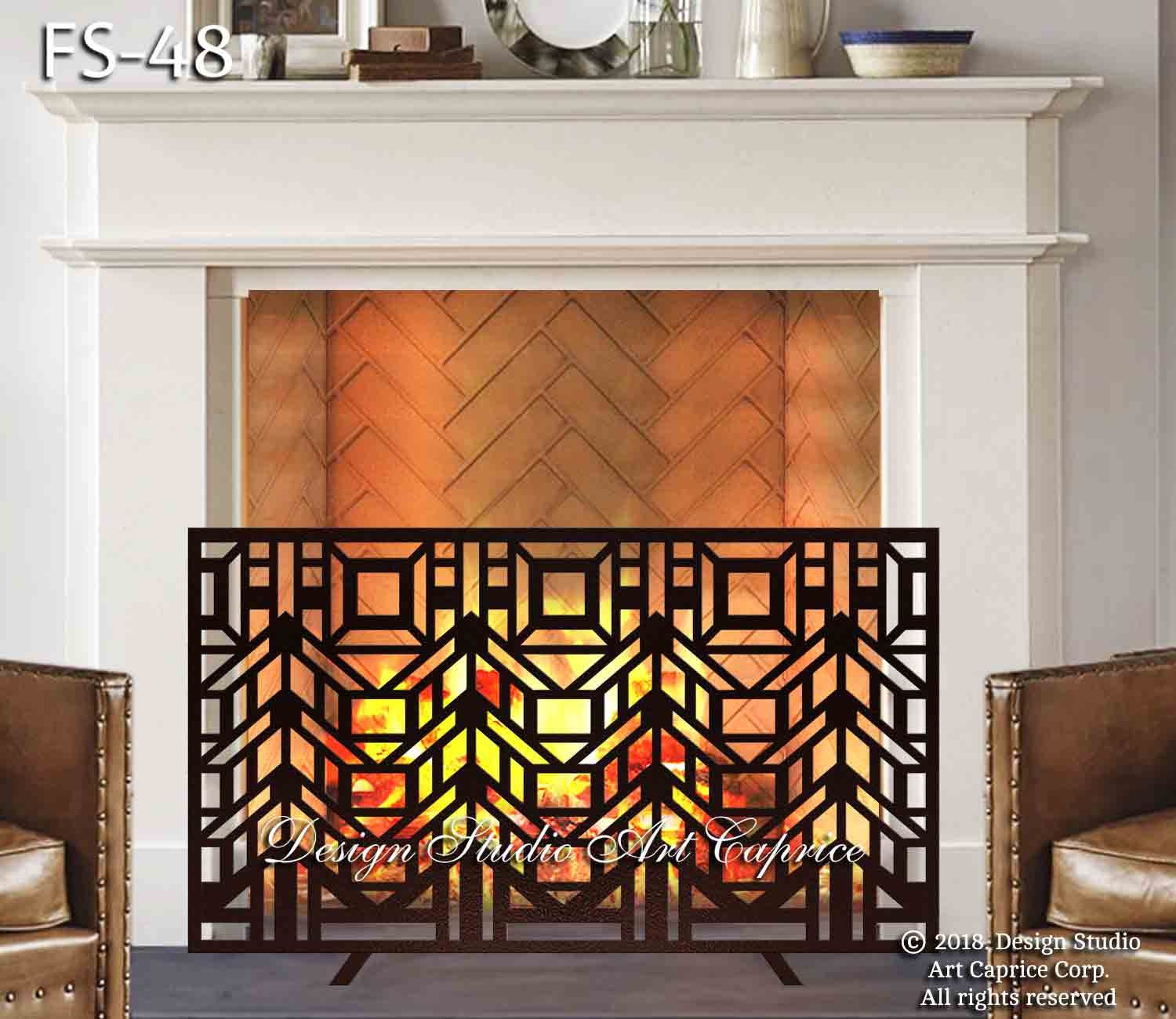 2-Panel Mesh Fireplace Screen With Double Magnetic Doors
