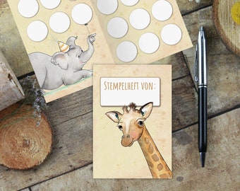 Reward card | Stamp book | Safari | Recycled paper | Map in DIN A7 card | sustainable
