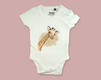 Body "giraffe" with name | customizable baby body made from organic cotton | Children's body by kunstundkegel | Fairtrade children's fashion |