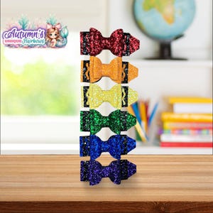 Crayon  Hair Bows | Rainbow Crayon Bows | School | School Supplies | Back to School | Hair Bow | Faux Leather | Little Girls