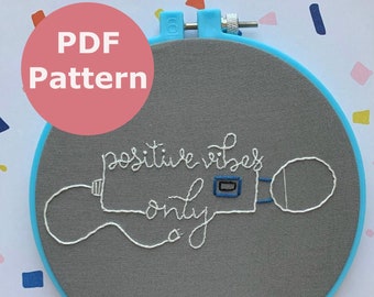 positive vibes embroidery pattern PDF download