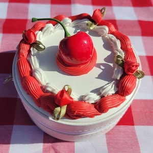 Cherry Cake Decoden | Fake Cake | Jewelry Box | Coquette | Handmade | Aesthetic | Gift