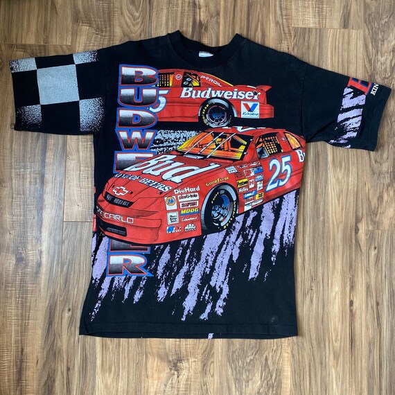 NASCAR All Over Print Shirt Large Vintage 1995 Ken