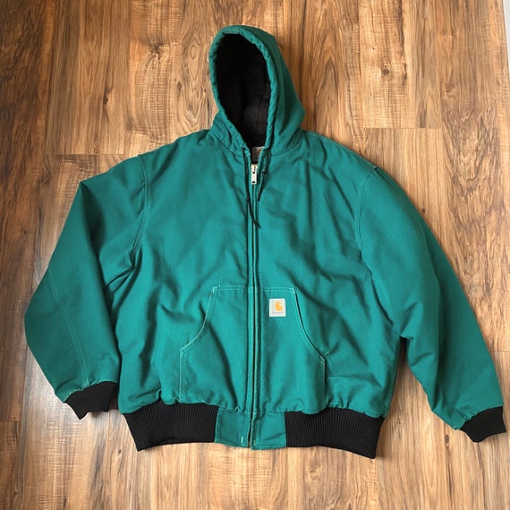 Carhartt Coat Vintage Workwear Teal Union Made USA