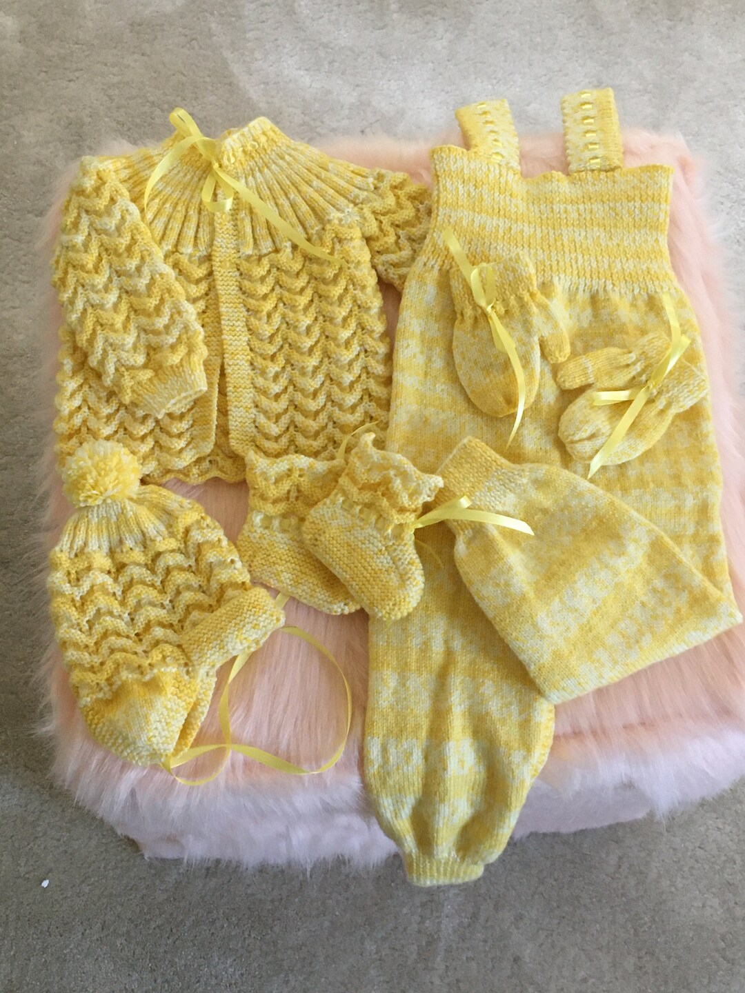 Baby Knitted Sweater/overalls Set for Newborn 03 Months Winter Outfit