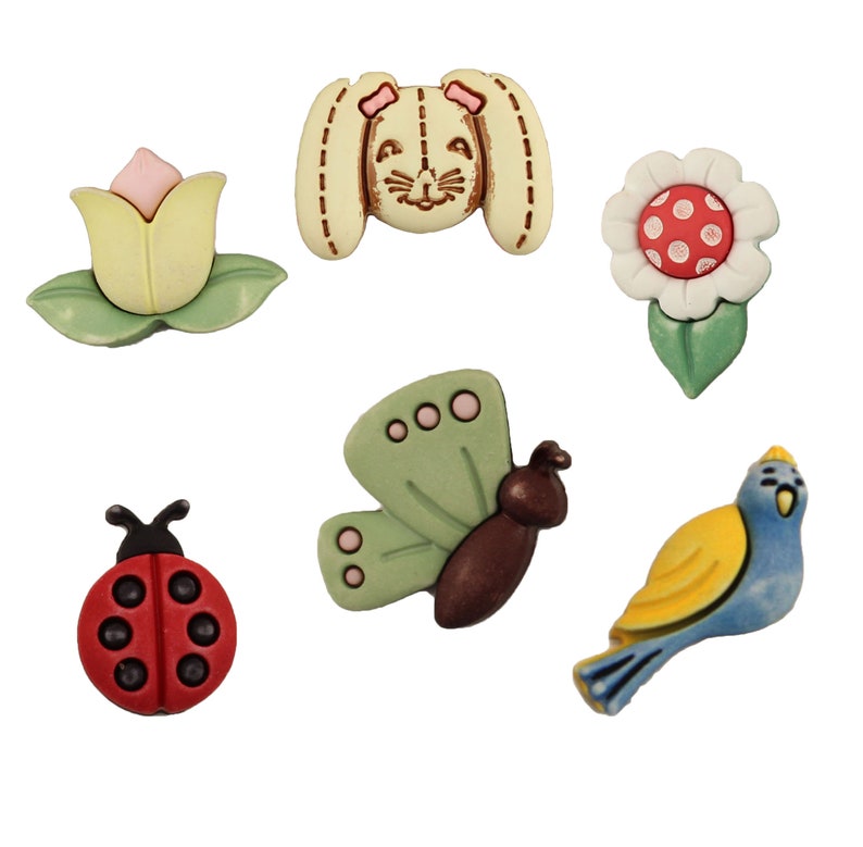 hand dyed and hand painted craft /& fashion buttons Buttons Galore Spring Fling assortment of 3D Set of Six Cards