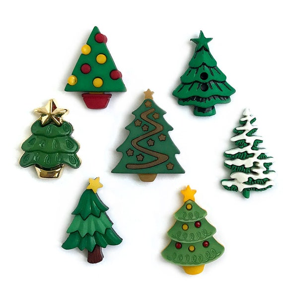 Buttons Galore 60+ Assorted Christmas Buttons for Sewing & Crafts - Set of  6 Button Packs - Gingerbread, Presents, Chirstmas Trees & More