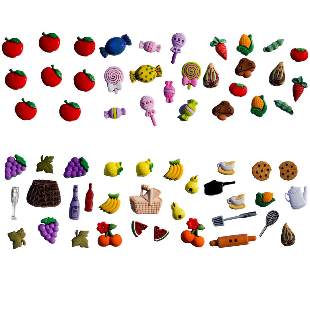 Meals Buttons Fun Food Buttons Galore 45+ Novelty Sewing Craft Embellishments - 6 ...