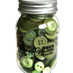 Leafy Green Button Mason Jar: 200+ Colorful Sewing & Craft Buttons - Bulk Notions for DIY Projects