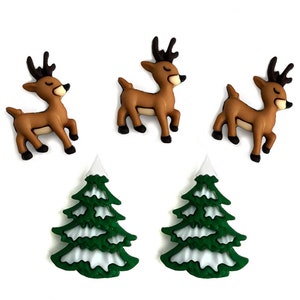 Christmas Reindeer FUN Adorable Buttons Set 