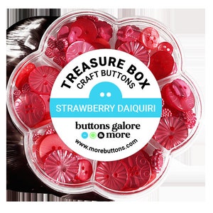 Bottoni a bizzeffe Bottoni assortiti per creazioni artigianali e cucito - Scatola del tesoro Daquiri alla fragola