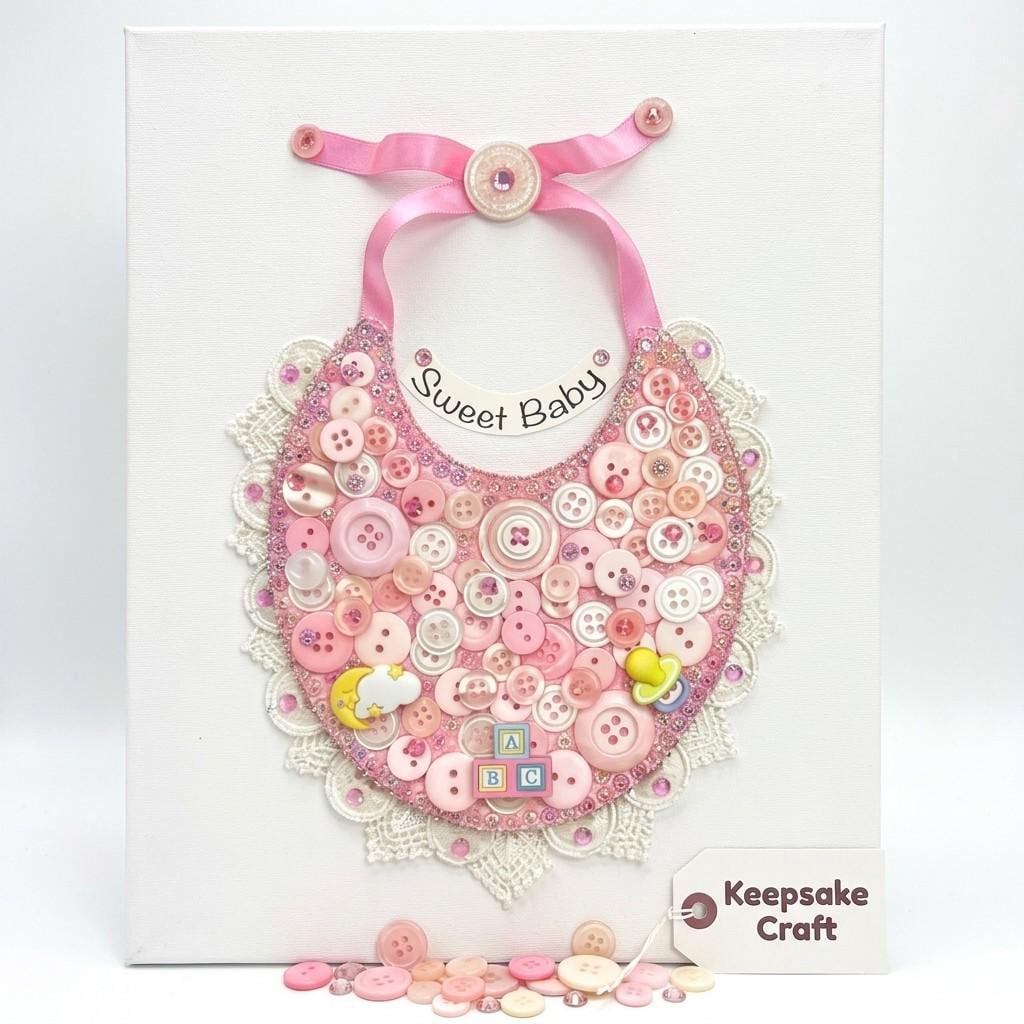 33 Adorable Button Crafts For Kids: Fun and Creative 28 DIY Baby Bib Button Art Kit, Nursery Wall Decor, Keepsake Craft for…