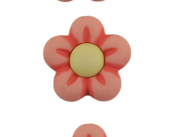 Buttons Galore "Bazooples" assortiment van 3D, handgeverfde en handbeschilderde ambachtelijke & modeknopen - Pink Flowers