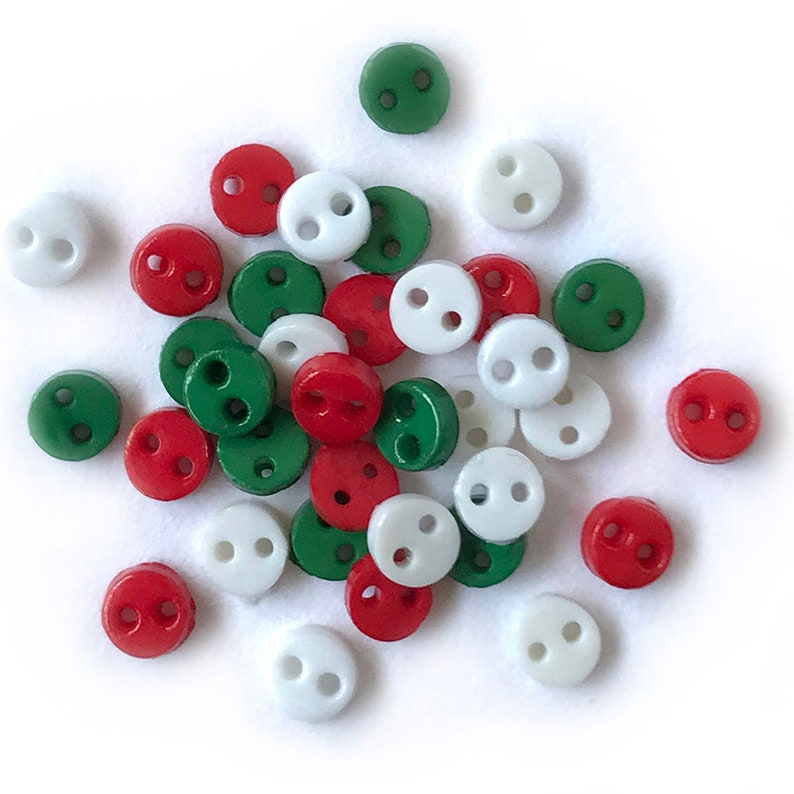 Small Round Buttons 35 Festive Micro Round Buttons for Christmas Crafts, Sewing, and Doll ...