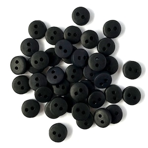 35 Mini Black Buttons for Sewing, Crafts, Dolls & DIY Projects - Tiny Bulk Notions Pack