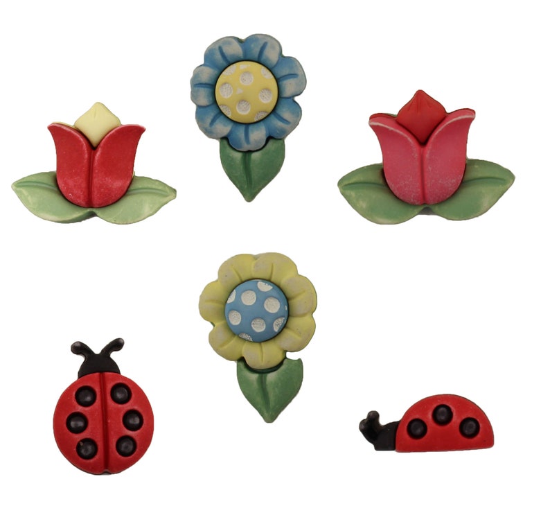 hand dyed and hand painted craft /& fashion buttons Buttons Galore Spring Fling assortment of 3D Set of Six Cards