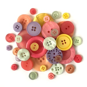 Buttons Galore Bulk Summer Pastel Color Buttons in Jumbo Cookie Jar for Crafts- Summer Buttons