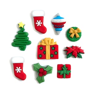 Buttons Galore & More Kerstcollectie van nieuwigheidsknopen voor doe-het-zelvers - met zorg opgehangen