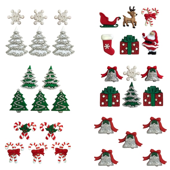 Buttons Galore 30+ Assorted Christmas Buttons for Sewing & Crafts - Set of 6 Button Packs